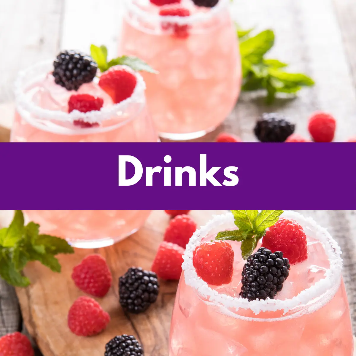 Refreshing berry drinks with mint and ice