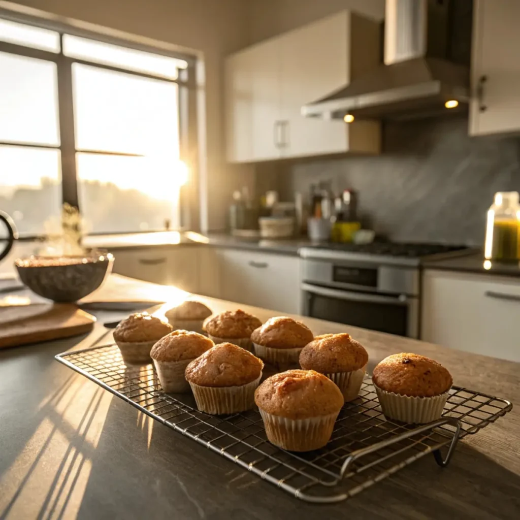 Easy Almond Poppy Seed Muffins cooling on a wire rack