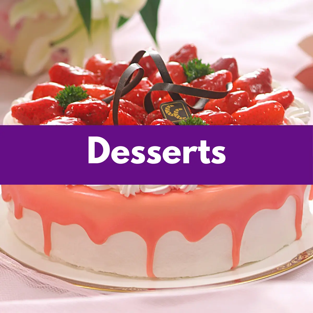 Strawberry cake with pink glaze and whipped cream