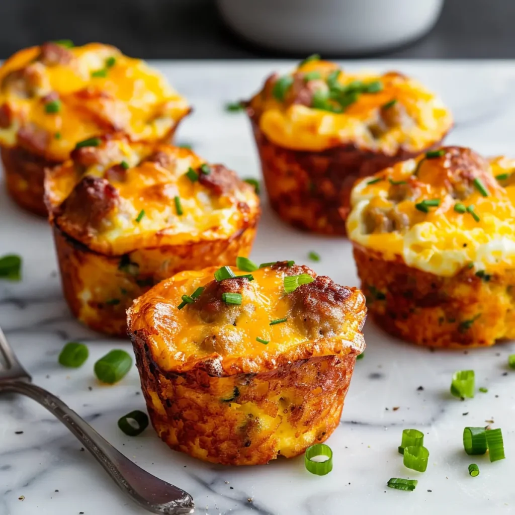 Close-up of Bisquick sausage egg and cheese muffins showing golden tops and fluffy interior with melted cheese and savory sausage bits on a wooden board.