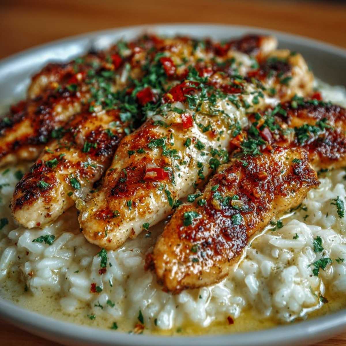 Easy Chicken Scampi with Parmesan Rice